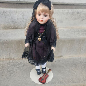 Girls KINGSTATE Porcelain Doll & Guitar Accessories One Size Black Blonde